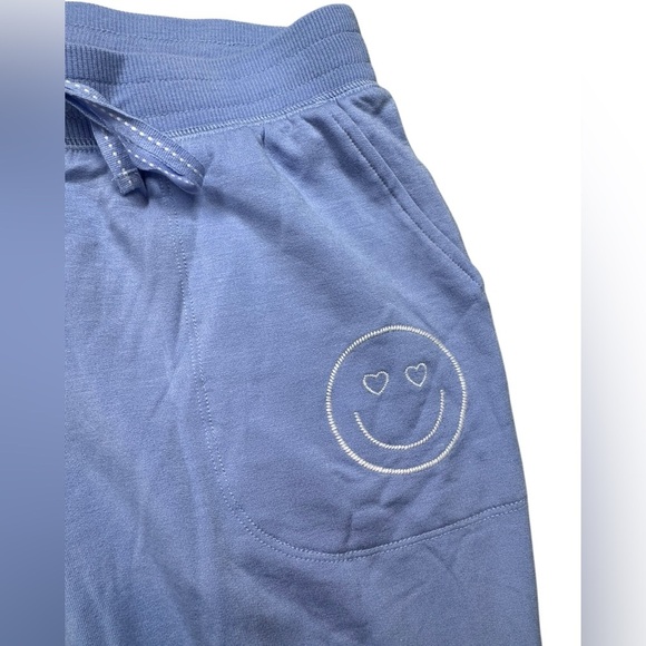 P.J. Salvage Blue Jogger Sweatpants Loungewear Heart Eyes Smiley Face Small D137 - Picture 4 of 9